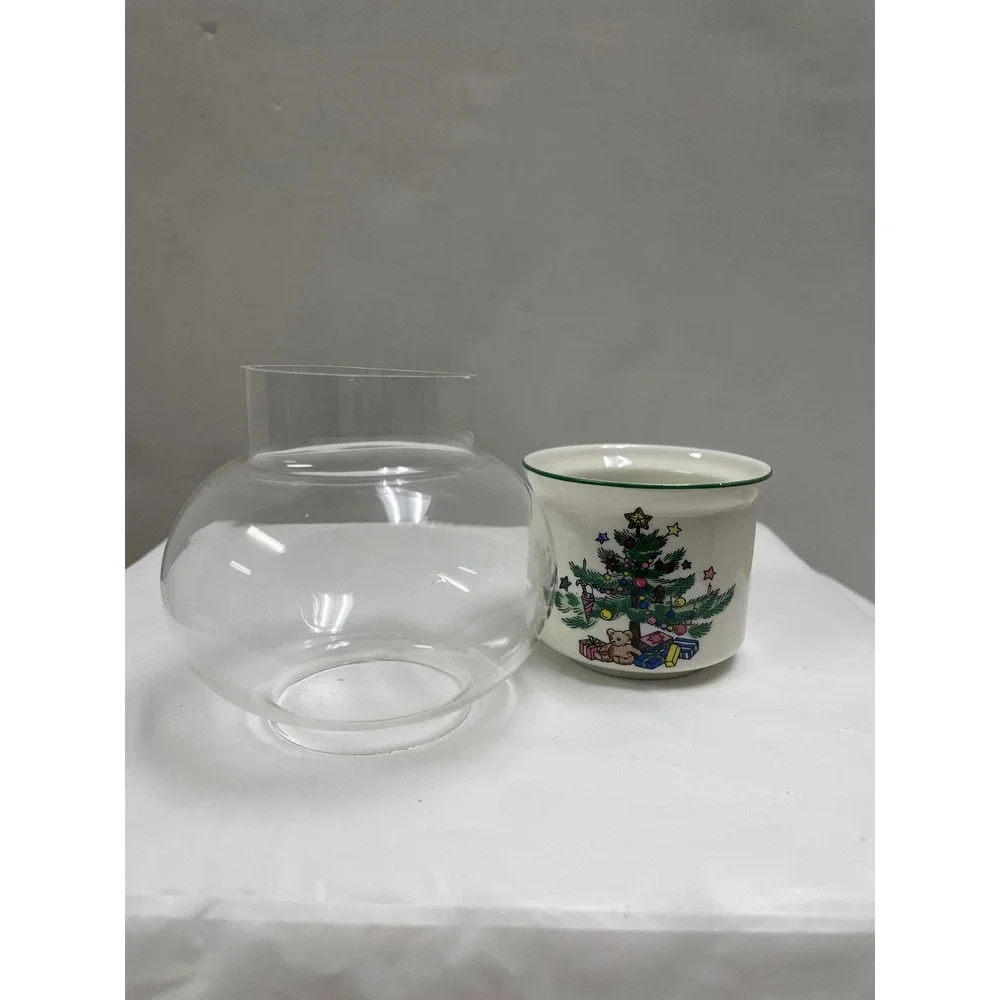 Nikko Christmastime Mini Candle Lamp Cerami Christmas Tree Hurricane Globe Japan